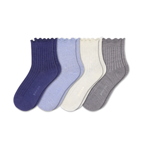 4 Pack - Women's Ruffle Socks