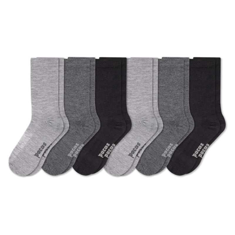 6 Pack - Men's Light-Weight Crew Pacas Socks