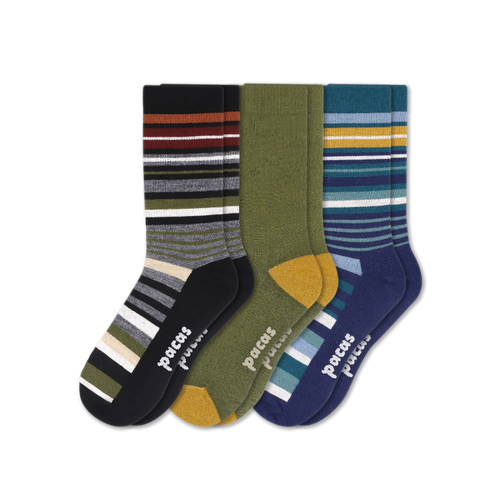 3 Pack - Men's Light-Weight Crew Pacas Socks