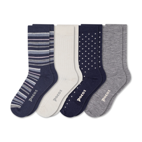 4 Pack - Women's Light-Weight Crew Pacas Socks