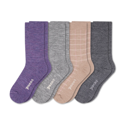 4 Pack - Women's Light-Weight Crew Pacas Socks