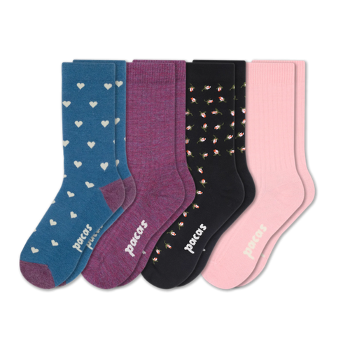 4 Pack - Women's Light-Weight Crew Pacas Socks